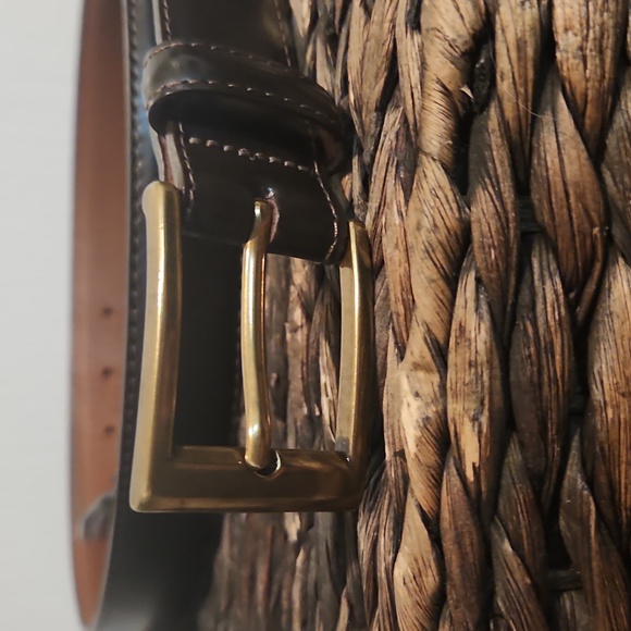Mens L.L. Bean Dark Brown Leather‎ Belt Brass Buckle, Size 44 - Picture 1 of 5
